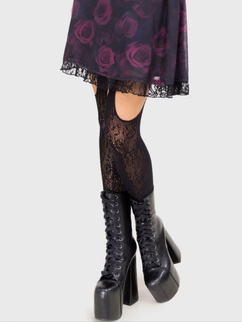 Killstar Black Lace Garter Stockings